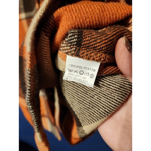 Womens ‎ Long Sleeve Plaid Browns Shaket Jacket Button Down Oversized Sz XL - Picture 4 of 9